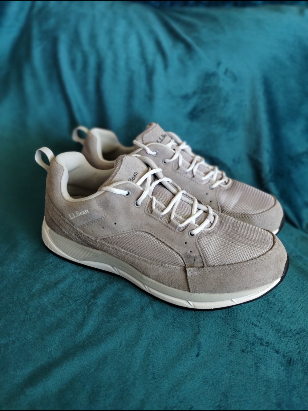L.L.Bean Suede Mesh Sneakers Men’s 12 Wide Gray Comfort Casual Shoes